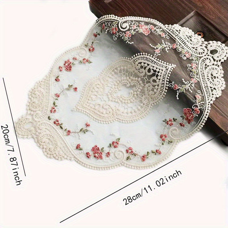 2pcs Lace Embroidered Doily Vintage Floral Fabric Table Mat Plate Mat