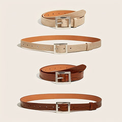 Stone Pattern PU Belt Square Pin Buckle Wide Belt for Women
