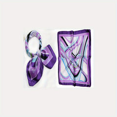 Classic Striped Square Scarf Satin Neckerchief Bandana Women Head Wrap