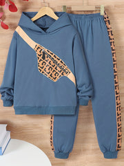 Boys 2pcs Hoodie & Pants Crossbody Bag Print Sweatshirt Casual Kids Clothes