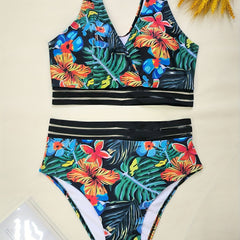 Tropical Print Bikini Set Women's Two Piece Swimsuit