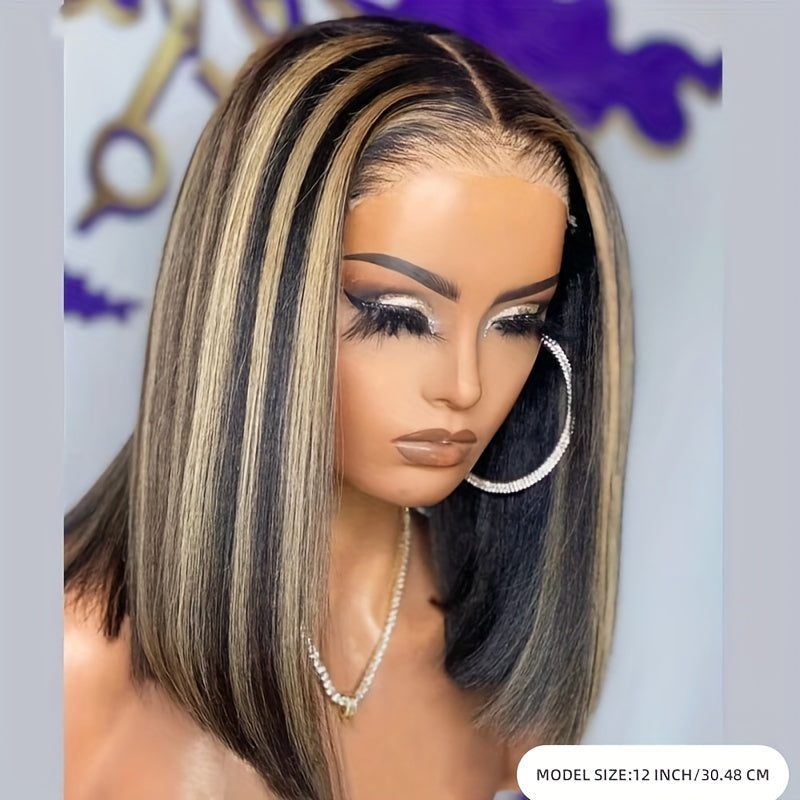 Blonde Short Bob Wig Transparent Lace Frontal Human Hair Wigs