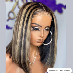 Blonde Short Bob Wig Transparent Lace Frontal Human Hair Wigs