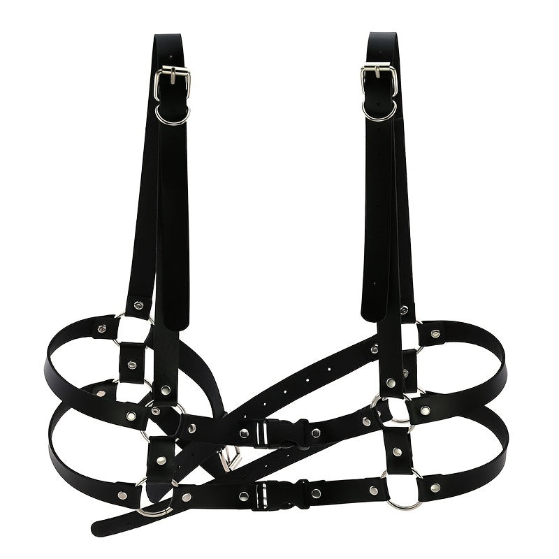 PU Leather Harness Belt Punk Gothic Adjustable Chest Suspenders Buckle Belt