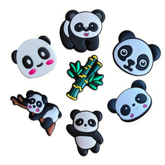 9pcs Panda Theme Shoes Decoration Charms For Clogs Jigs Bubble Slides Sandals