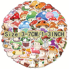 50pcs Colorful Mushroom Series Graffiti Sticker Pack Waterproof Handbook DIY