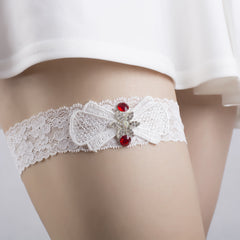 ROAD BULL Lace Bridal Garter Belt with Rhinestone Butterfly