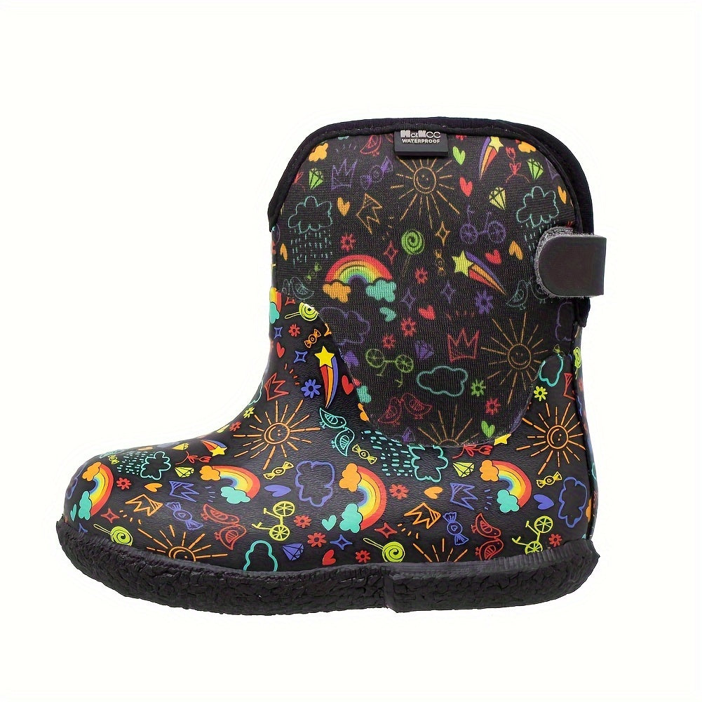Fleece Rain Boots for Baby Boys Lightweight Waterproof Non Slip Rain Boots