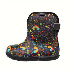 Fleece Rain Boots for Baby Boys Lightweight Waterproof Non Slip Rain Boots
