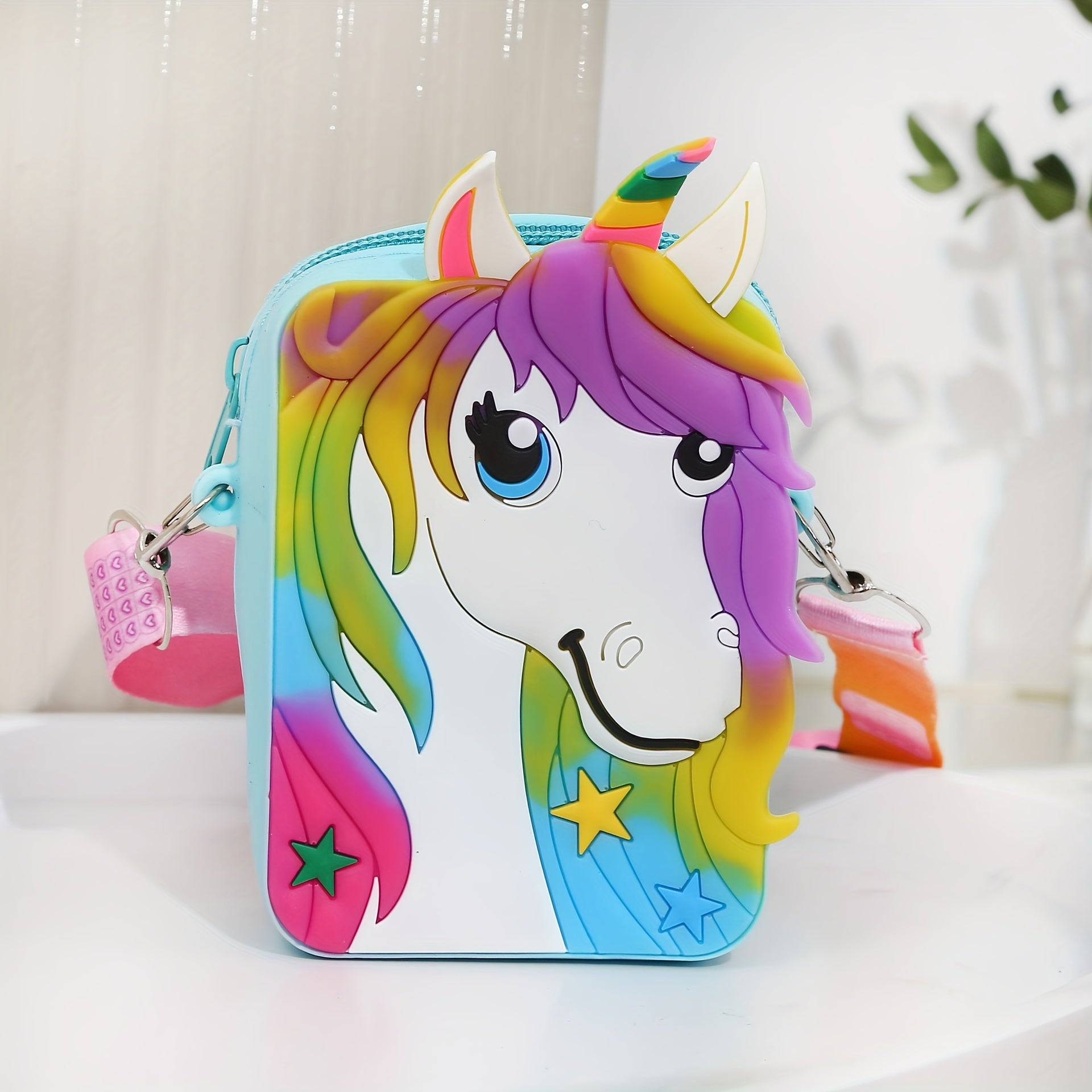 Colorful Unicorn Crossbody Coin Purse Zipper Wallet Holiday Gift