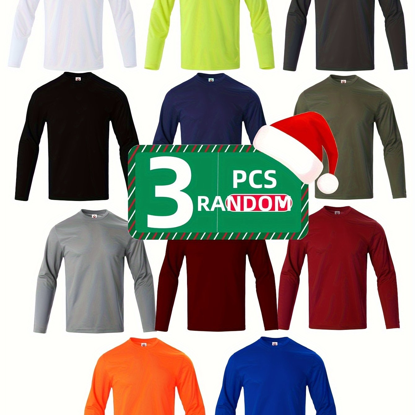 Men's Casual Long Sleeve T-shirt 3pcs Set