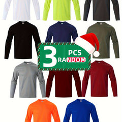 Men's Casual Long Sleeve T-shirt 3pcs Set