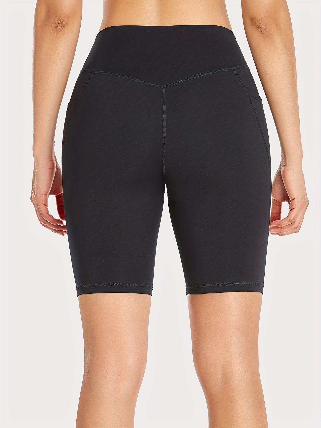 Women's Solid Sport Shorts Elastic Leggings Gym Training