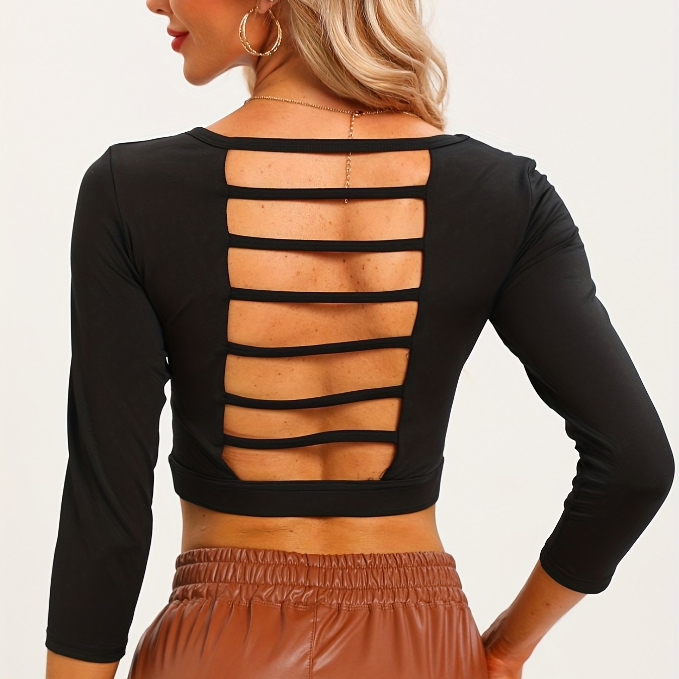 Women's Lightweight Cropped Active Backless Tee