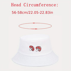 Mushroom Embroidery Bucket Hat Men Sunscreen Outdoor Basin Hat