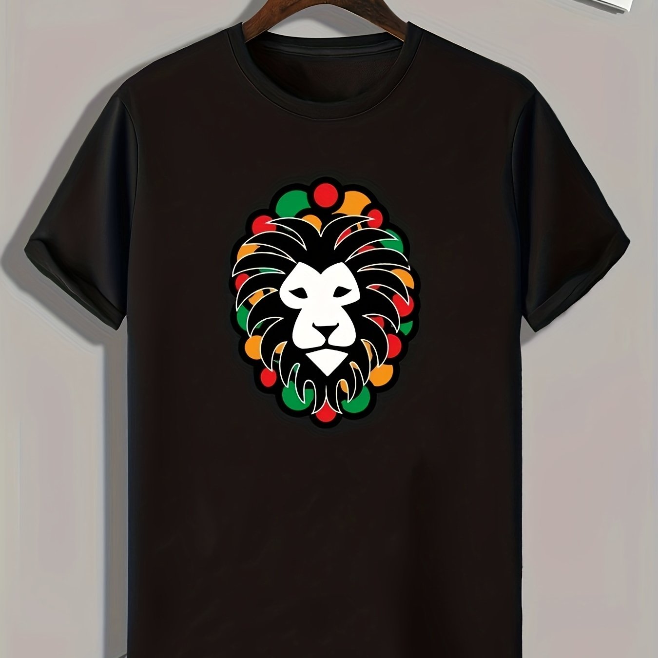 Lion Pattern Print Men's Sports T-shirt Graphic Tee