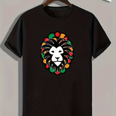 Lion Pattern Print Men's Sports T-shirt Graphic Tee