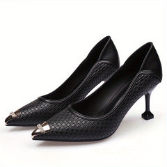 Women's Metal Toe High Heels Sexy Pointed Toe Braided Detail Stiletto Heels