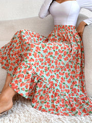 Floral Print Elastic Waist Skirt Casual Skirt For Spring & Summer