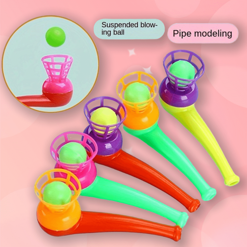 5pcs Magic Suspension Blowing Balls Toys Vibrant Colors with Nostalgic Pipes