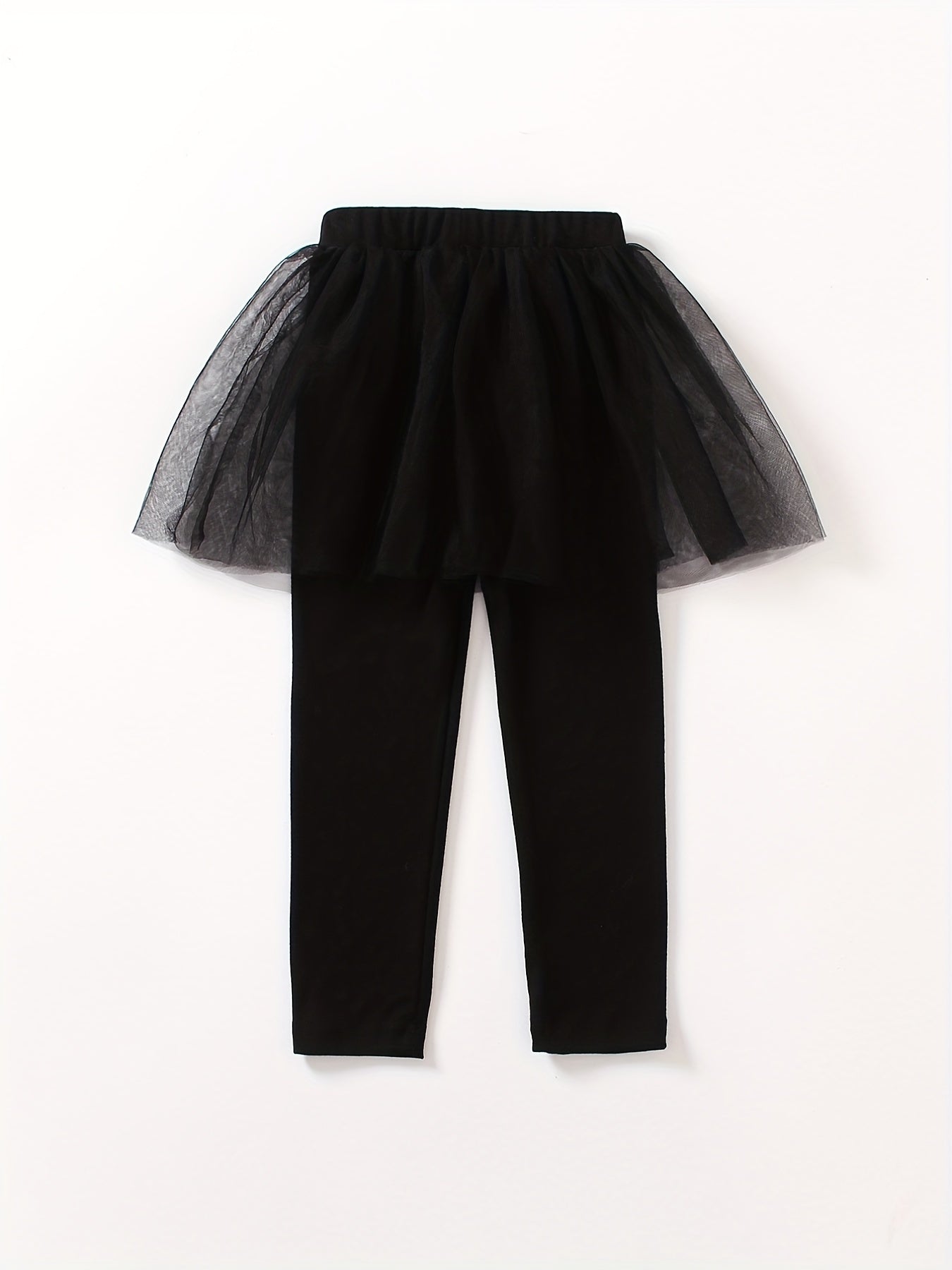 Toddler Girls One piece Pants Solid Trousers Matching Mesh Short Skirt