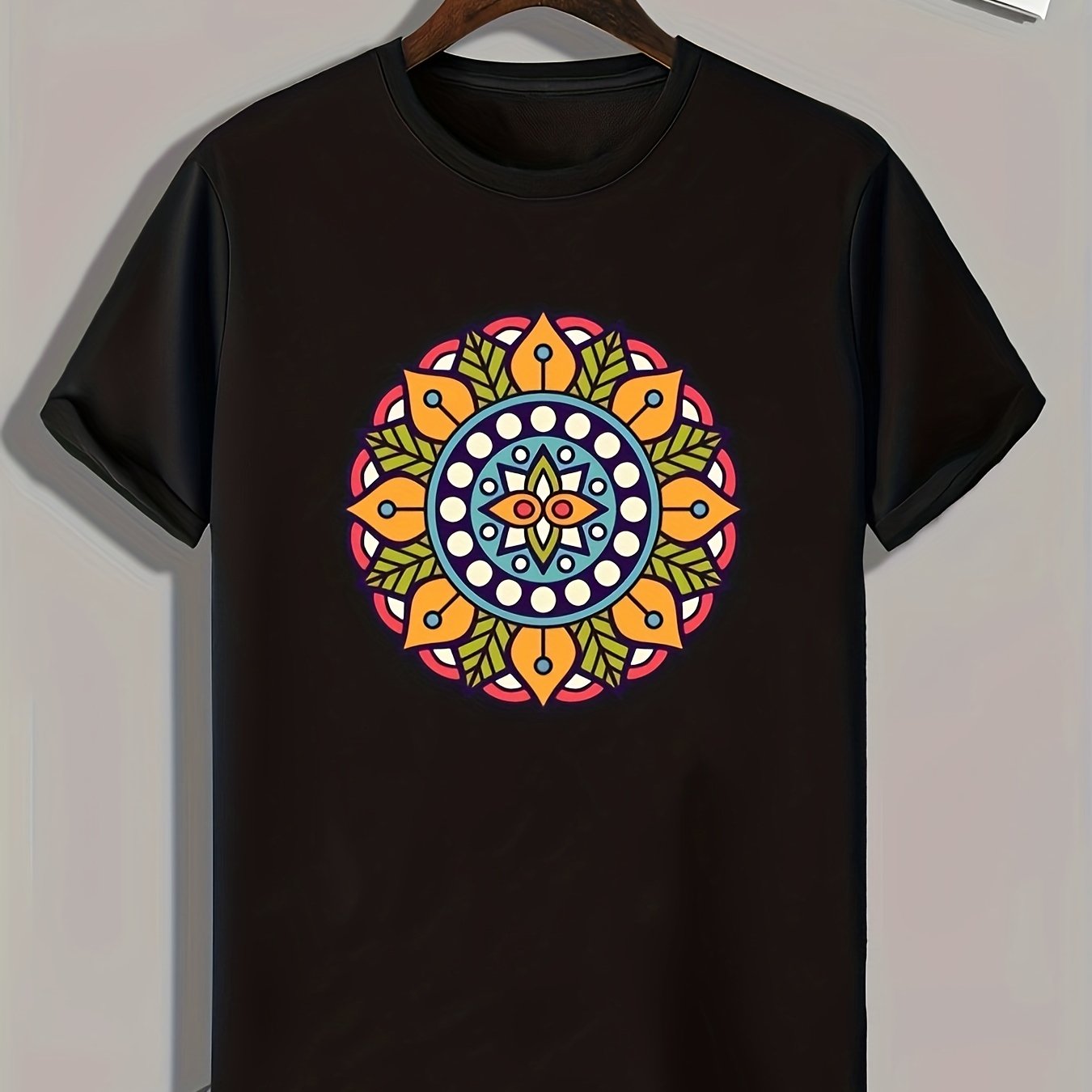 Flower Print Men's Graphic Tee Casual Summer T-shirt