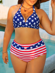 Independence Sexy Bikini Set Women's Plus Flap Patterned Halt