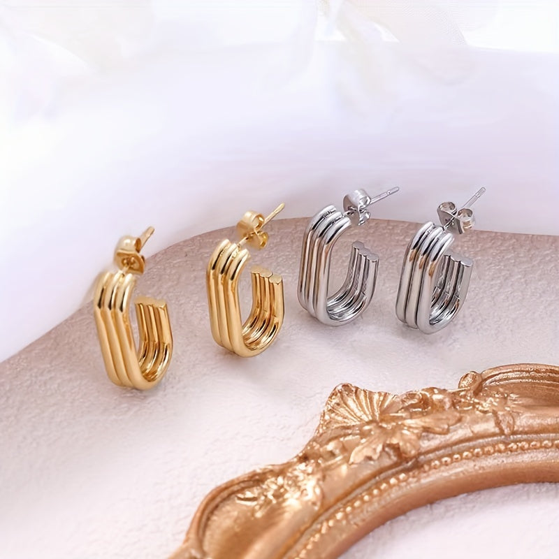 Geometric Stud Earrings Minimalist Style for Girls