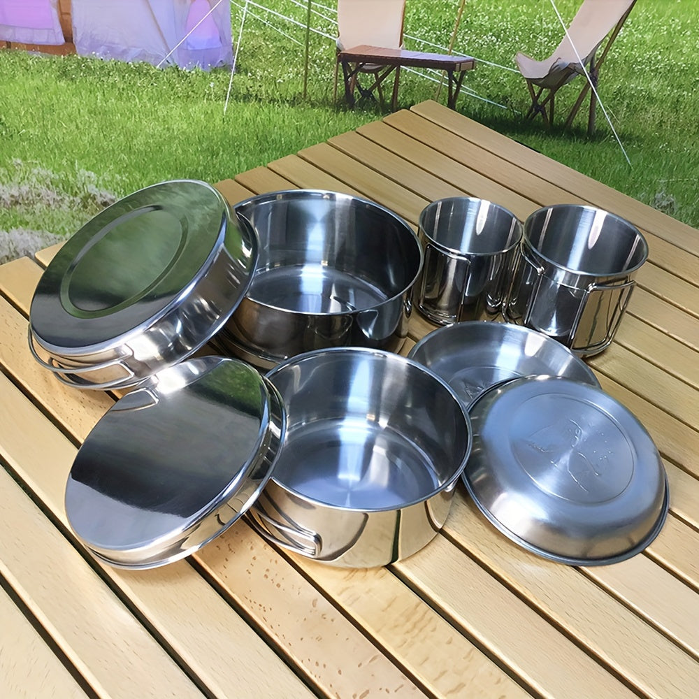 8pcs Stainless Steel Outdoor Cookware Set for Camping