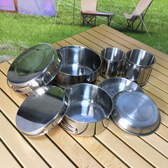 8pcs Stainless Steel Outdoor Cookware Set for Camping