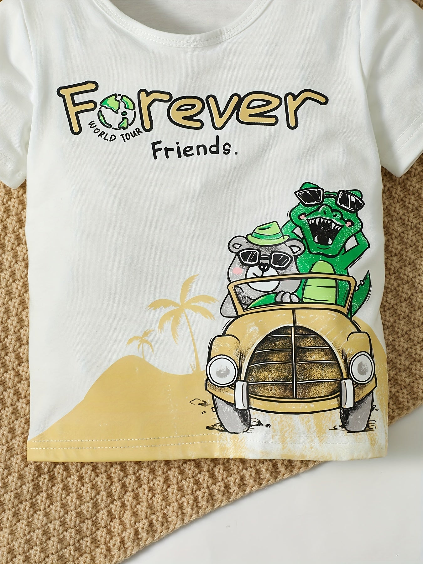 Boys Forever Friends Animal Print T-shirt & Denim Shorts Set for Summer