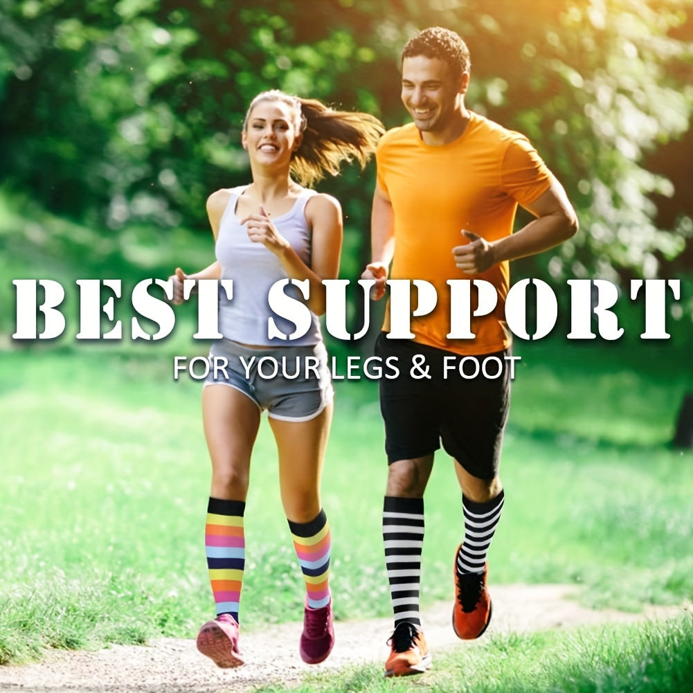 3 Pairs Sports Compression Socks Running Fitness Calf Socks