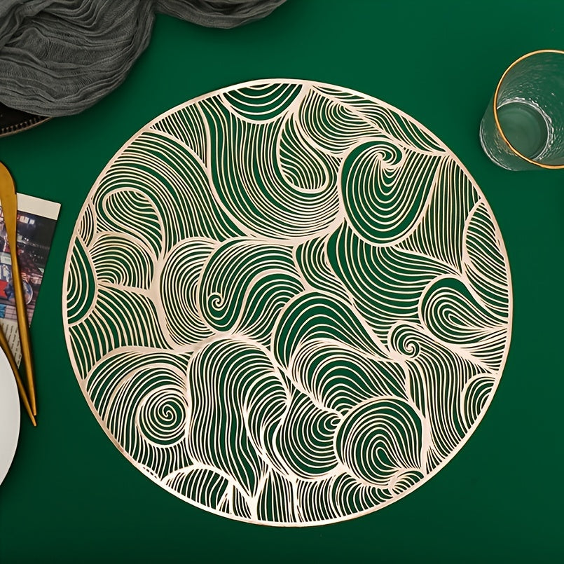 Metallic Vinyl Round Placemat for Coffee Cups and Dining Table
