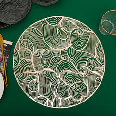 Metallic Vinyl Round Placemat for Coffee Cups and Dining Table