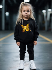 OERYUI Butterfly Print Hoodies Pants Set for Kids Spring Fall