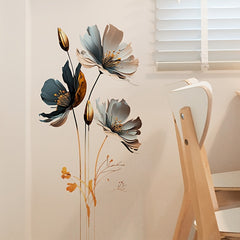 2pcs 3D Flower Wall Stickers Living Room Pvc Self-adhesive 23.6 x 11.8 inch