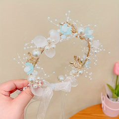 Pearl Flowers Wreath Hair Hoop Headband For Girls