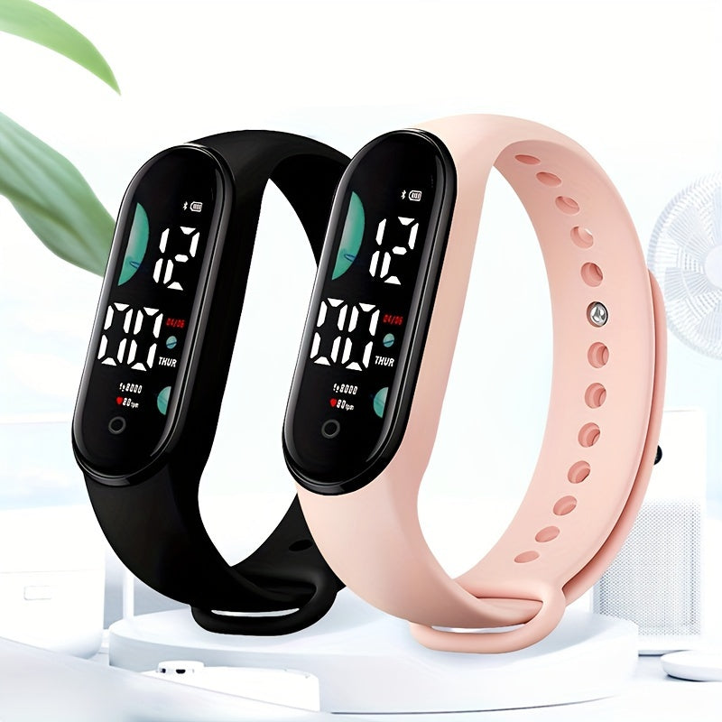 4pcs Set Touch Screen LED Sports Watch Men's Women's Outdoor Wristband