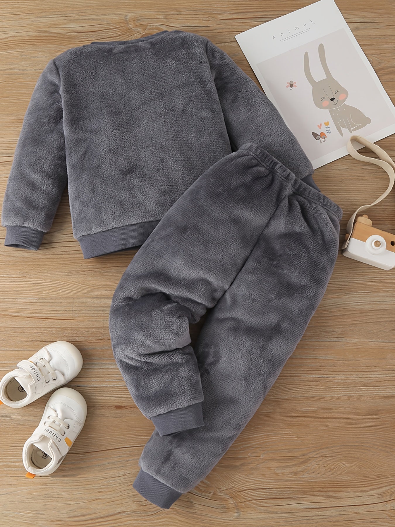 Toddler Girl's 2pcs Fox Print Fleece Pajamas Set