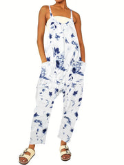 Floral Print Cami Overall Jumpsuit Boho Pocket Overall Jumpsuit