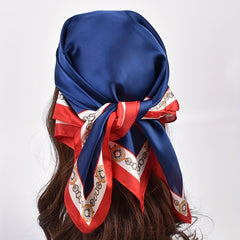 70 Square Scarf Classic Solid Chain Pattern Edge Bandana Vintage Necke...