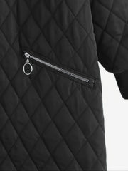 Solid Zipper Hooded Long Sleeve Padded Coat Women's Clothing