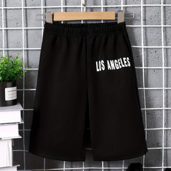 LOS ANGELES Letter Print Boys Shorts Quick Drying for Summer Outdoor