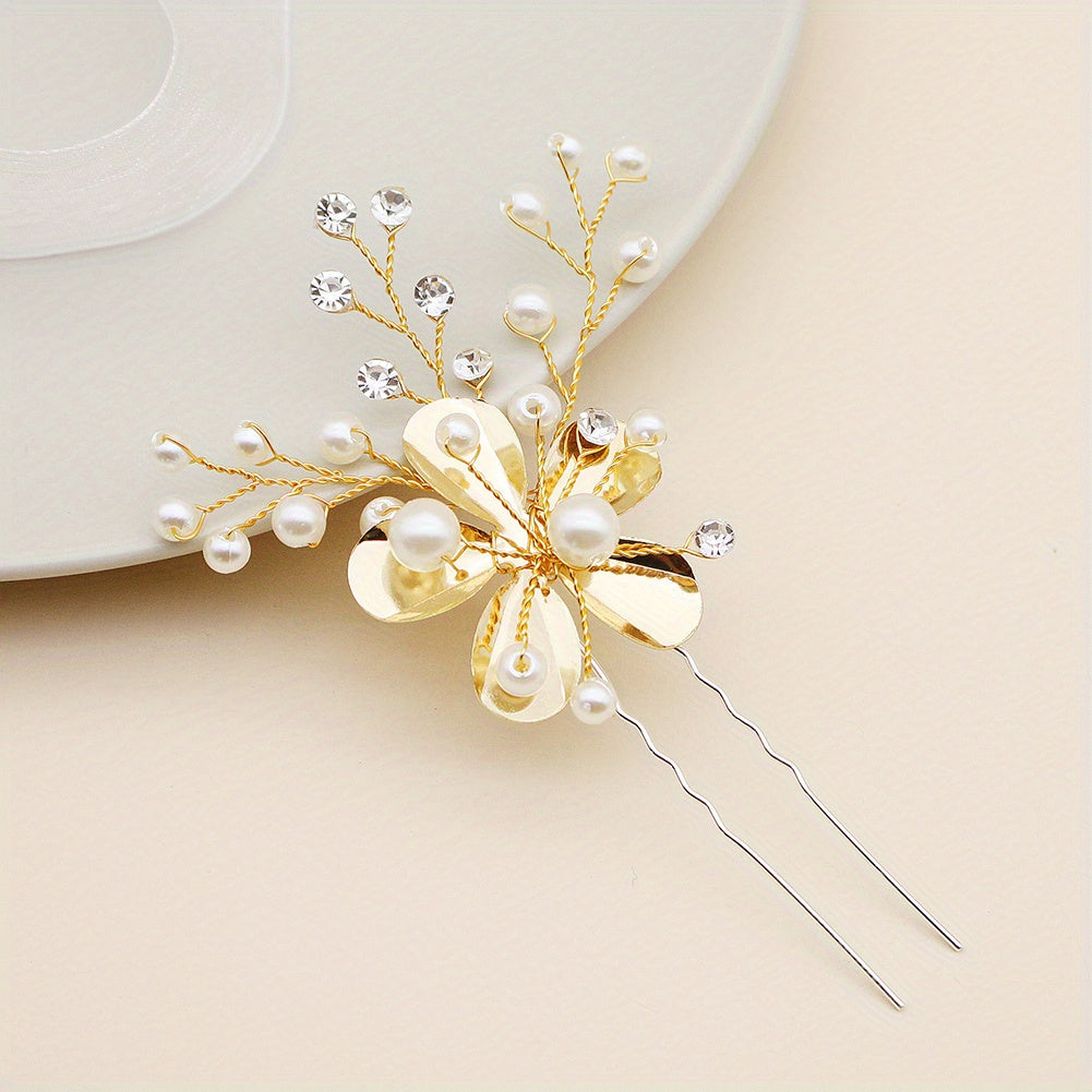 Alloy Leaf Faux Pearl Hairpin Bridal Wedding Party Favor Decorations