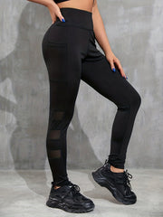 Women's Mesh Stitching Yoga Pants High Waist Butt Lifting Leggings