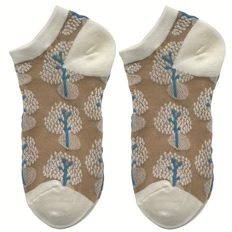 4 Pairs Floral Pattern Socks Low Cut Ankle Socks Women's Stocki