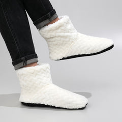 Wave Pattern Slipper Boots Soft Plush Cozy House Slippers