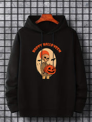 Men's Halloween Print Hoodie Active Drawstring Hooded Sweatshirt