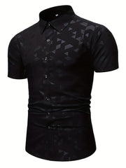 Men's Casual Triangle Embossed Top Shirt Short Sleeve Spring Summer