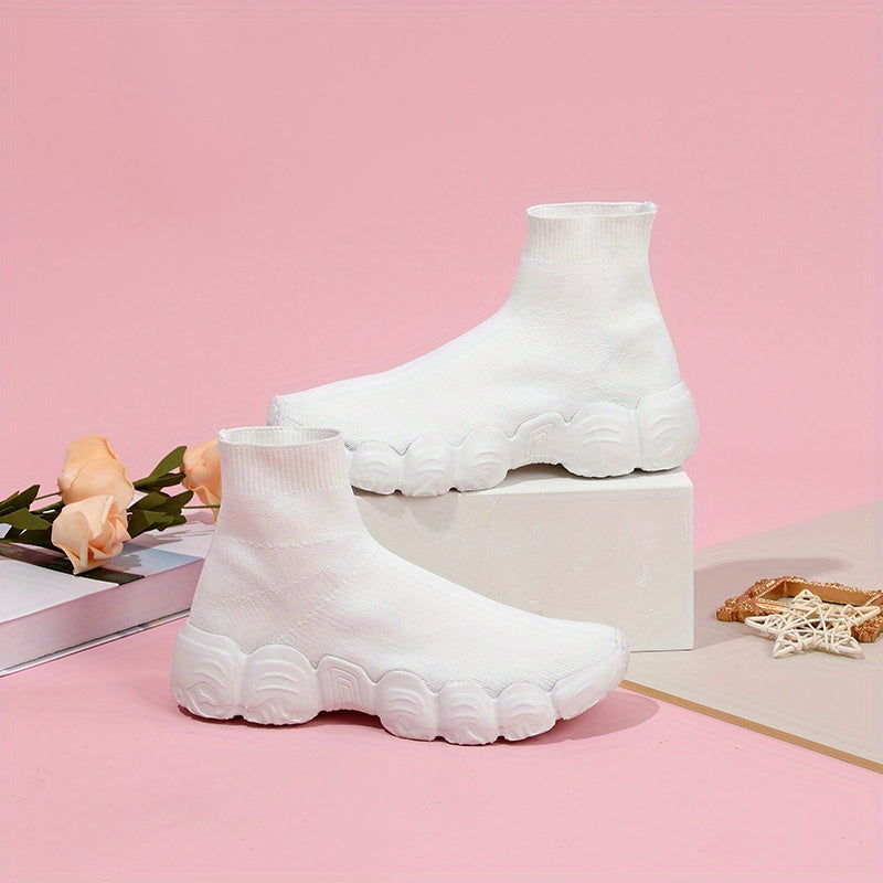 Women's Breathable Knit Sneakers Mid Top Casual Shoes
